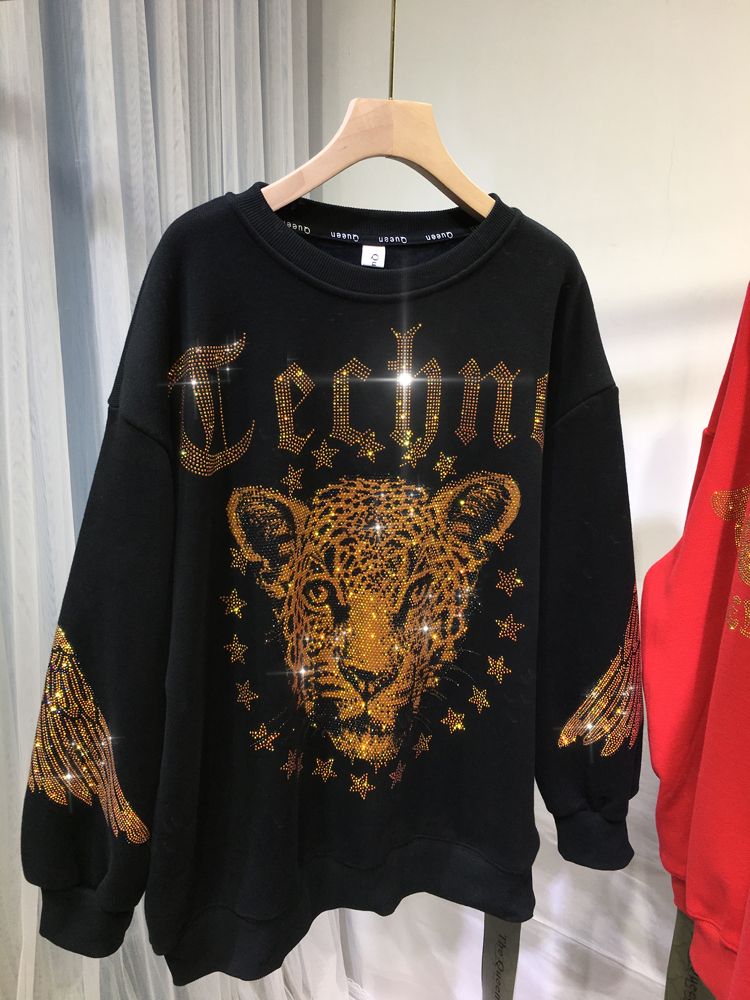 Streetwear Clothing Brand - Leopard Rhinestones L-4XL Plus Size Blouse