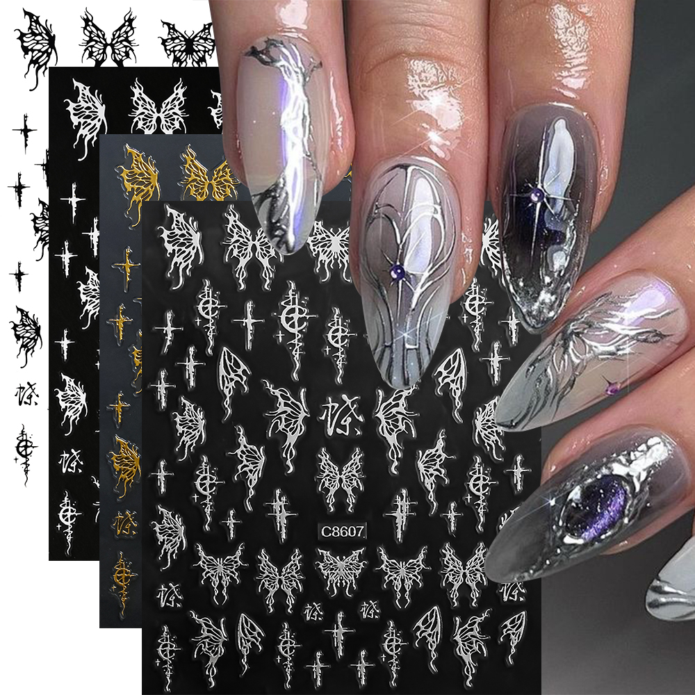 4Pcs Silvery Chrome Butterfly  - Chrome Hearts Ring review and price