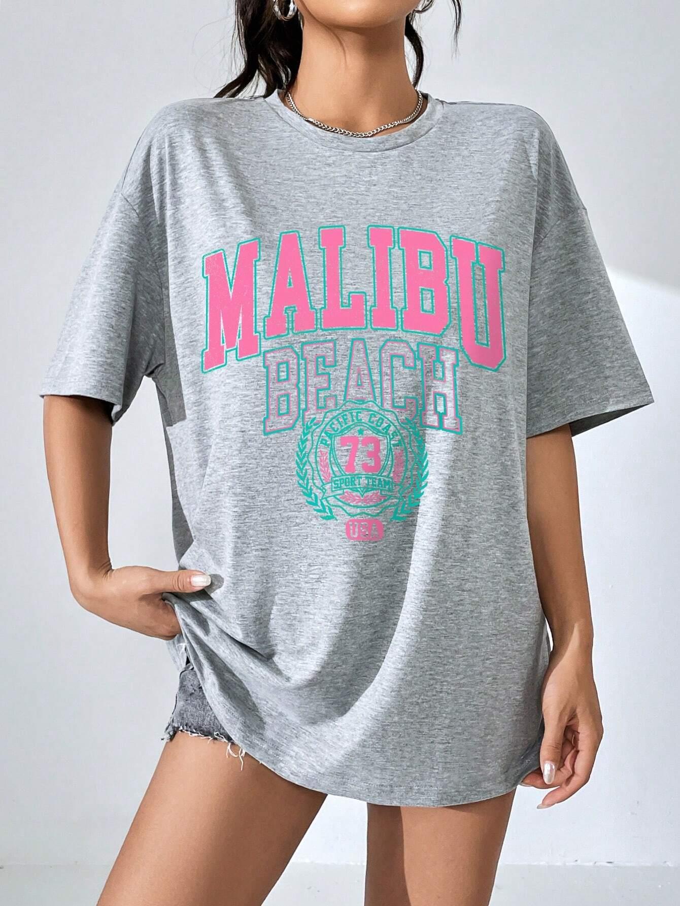 Malibu Beach Letter Print Prin - Streetwear Clothing Brand review and price