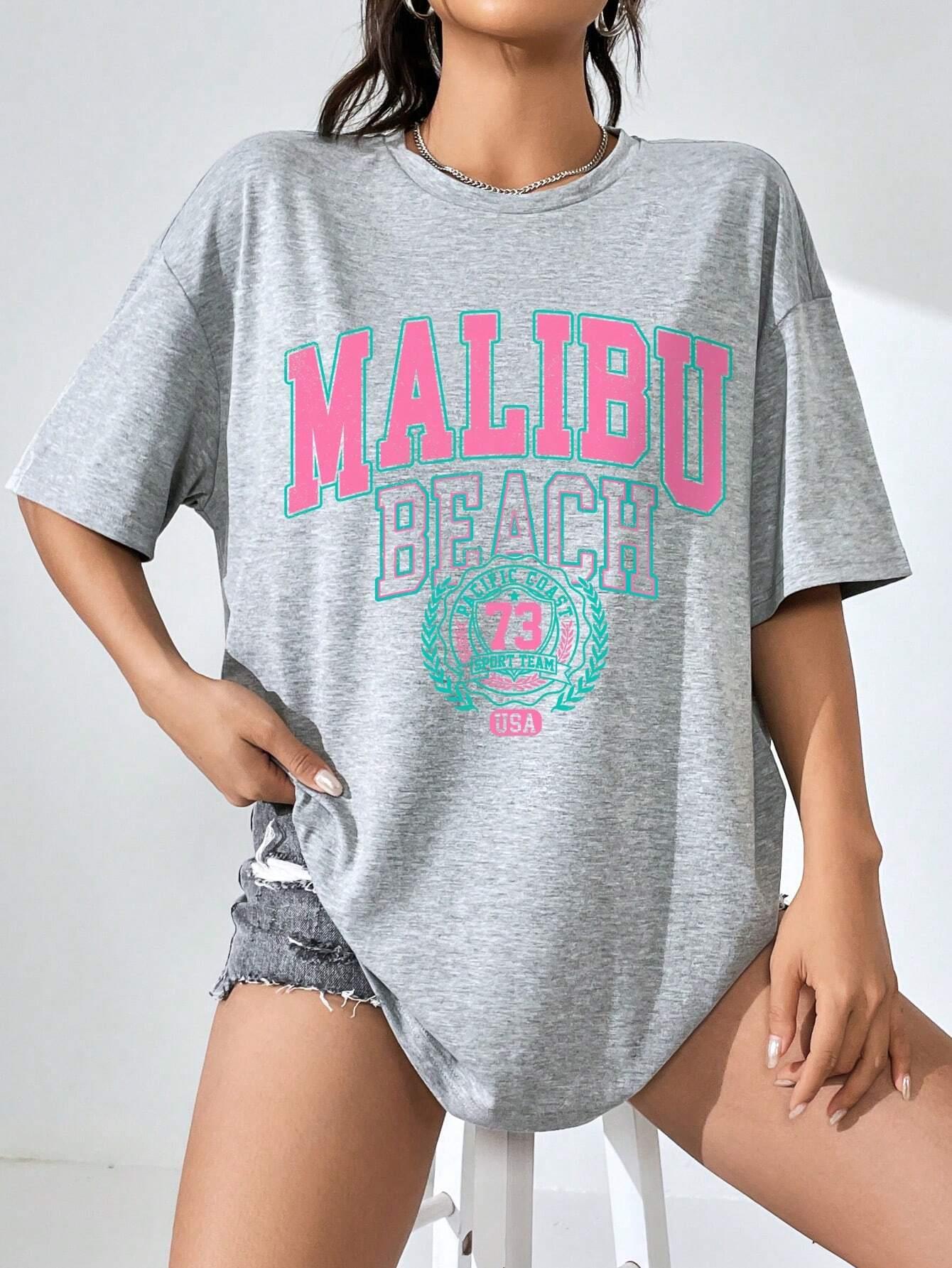 Malibu Beach Letter Print Prin - Streetwear Clothing Brand review and price