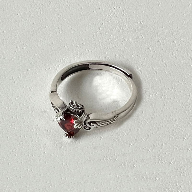 925 Sterling Silver Heart Red  - Chrome Hearts Ring review and price
